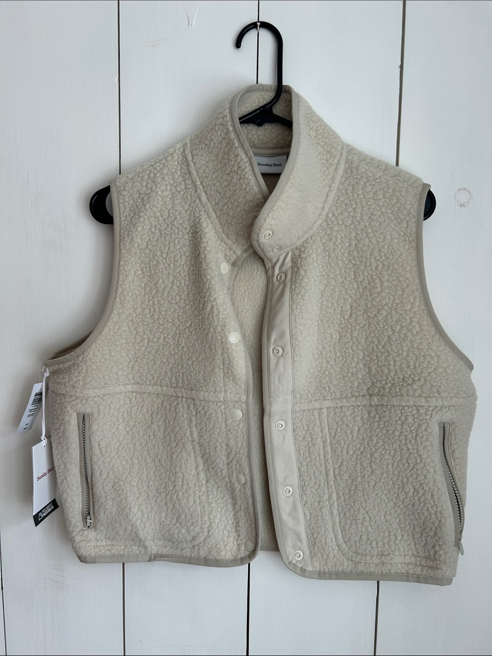 Sunday Best Cream Sherpa Snap-Front Vest